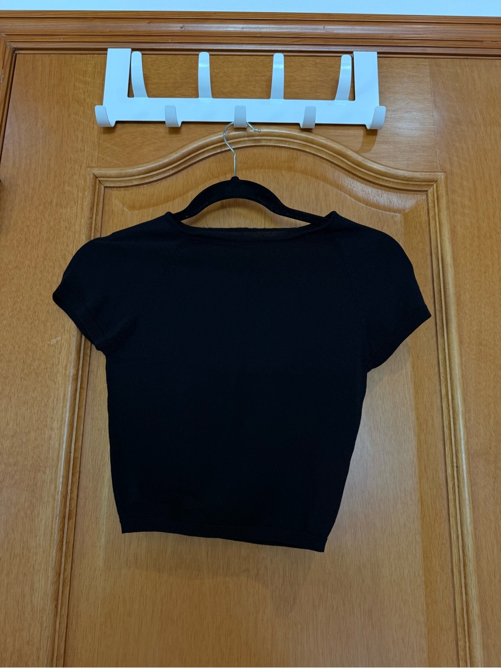 Zara Black Cropped Short Sleeve Knit Top
